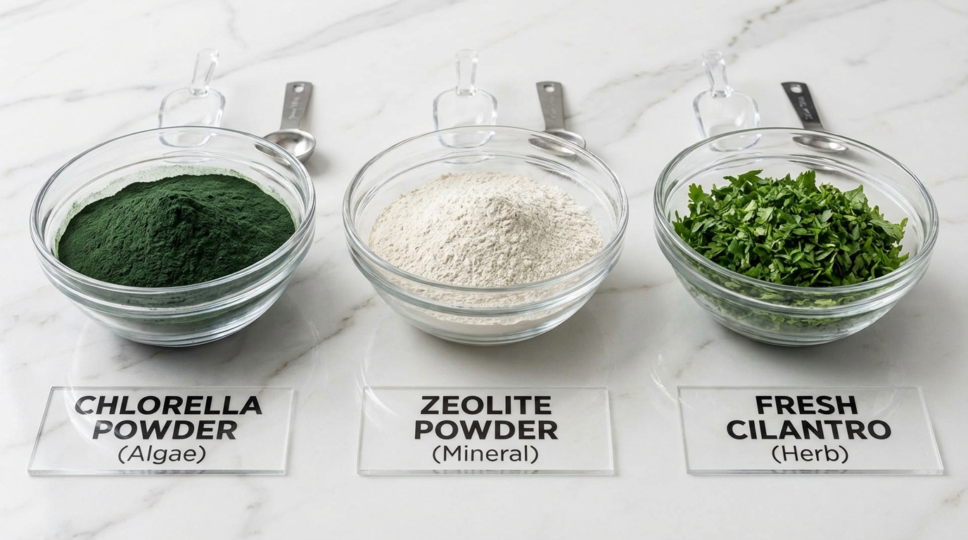 Zeolite, chlorella, and cilantro comparison for heavy metal detox